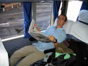 Matt reading on a long bus ride